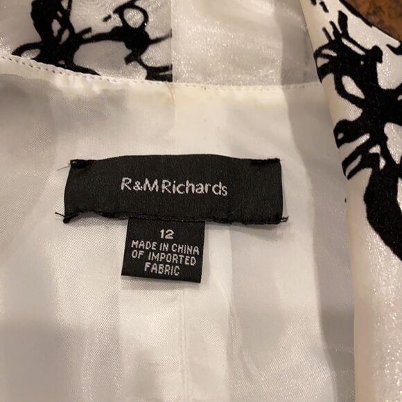 R&M Richards floating flowers size 12 blazer 3/4 see through sleeves silky feel - Picture 6 of 16